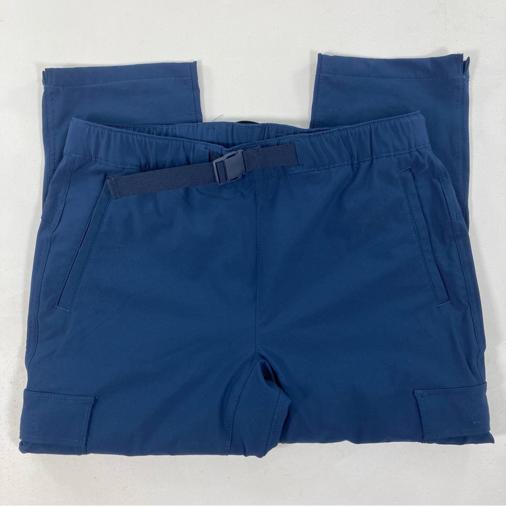 Eddie Bauer Cropped Climatrail Hiking Pants Size 12 Blue with Belt and Pockets - Picture 3 of 16